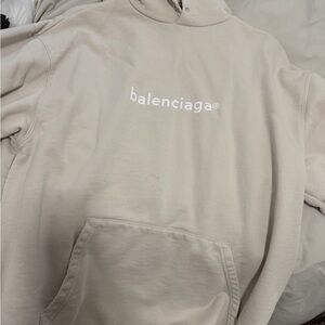 Balenciaga Cream Hoodie with Logo